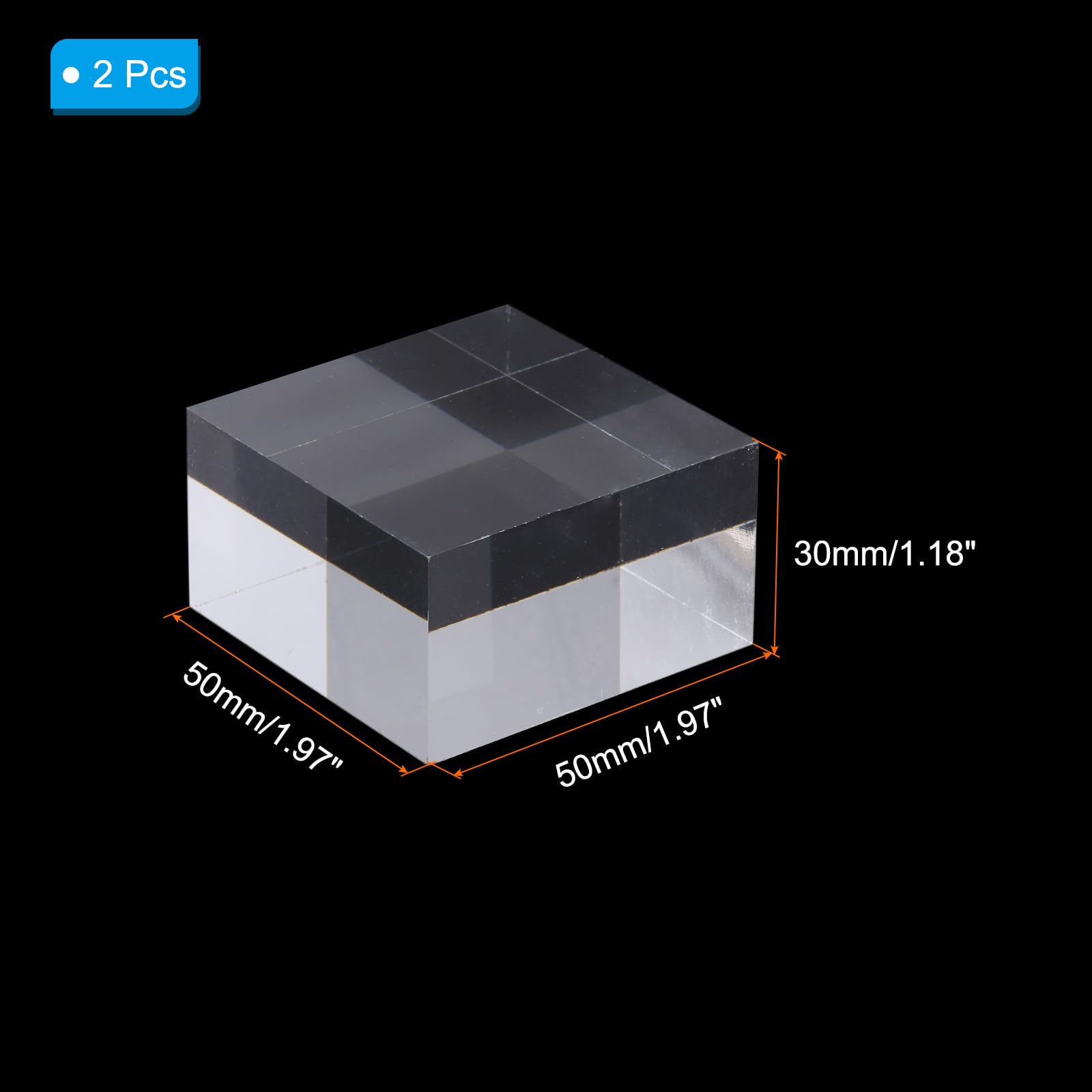 PATIKIL 2"x2"x1" Jewelry Display Riser, 2 Pack Polished Acrylic Cube Display Stand Block Collection Showcase Ring Holder Square, Clear - Image 2