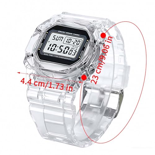 Reloj Deportivo Transparente - Reloj Digital Mujer Hombre | Relojes Transparentes Impermeables, Para Niños Y Niñas, Relojes De Pulsera Con Alarma De Fecha Y Cuenta Regresiva, Luz LED, Calendario Autom - imagen 2