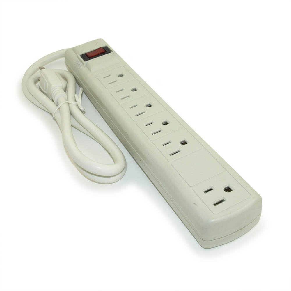 MyCableMart 3ft 6 Outlet PERP Power Bar (14AWG/15A) with 90J Surge Protector, White