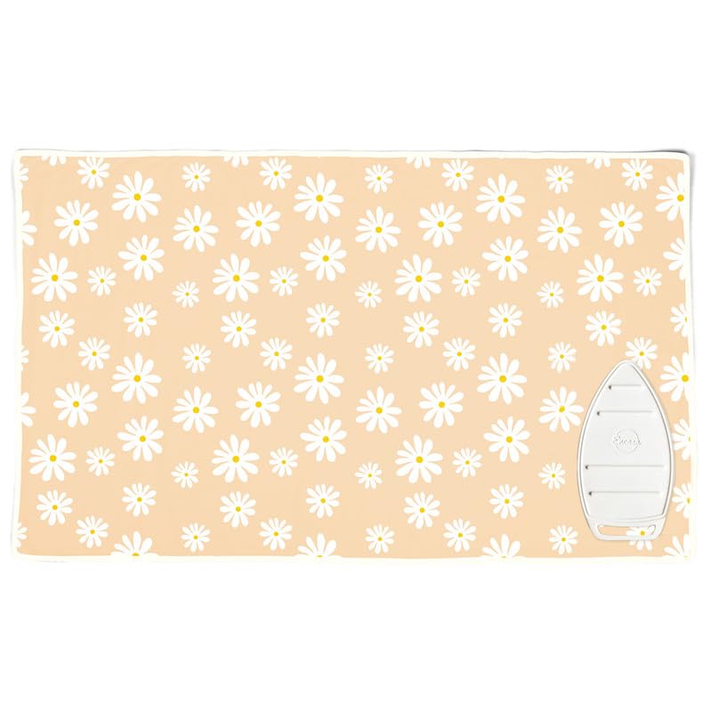 Encasa XO Homes Ironing Mat(Large 120X70 Cm)With 3Mm Felt Padding,Silicone Iron Rest Protector,Steam Press On Table,Bed,Portable,Heat Reflective,Foldable,Washable,Printed-Daisy Beige