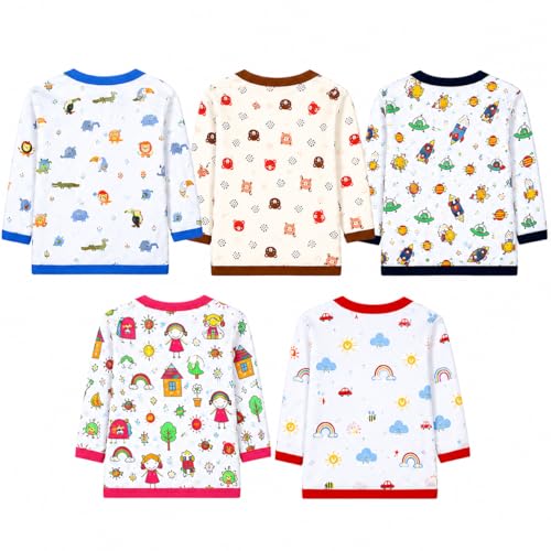 Image of NammaBaby Unisex Kid Cotton Slim Fit 100% Hoisery Button Jabla | Multicolor Jhabla | Assorted Pack of 5 | Summerwear Jhabla | Sleeveless Vest | Baby Products (New Born) (Set of 5)