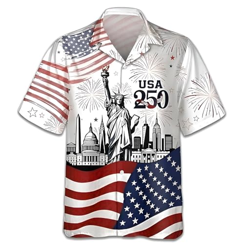 USA-250th-Anniversary-Hawaiian-Shirt-Patriotic-Eagle-Statue-of-Liberty-250-Years-of-Freedom-Gift-for-Men