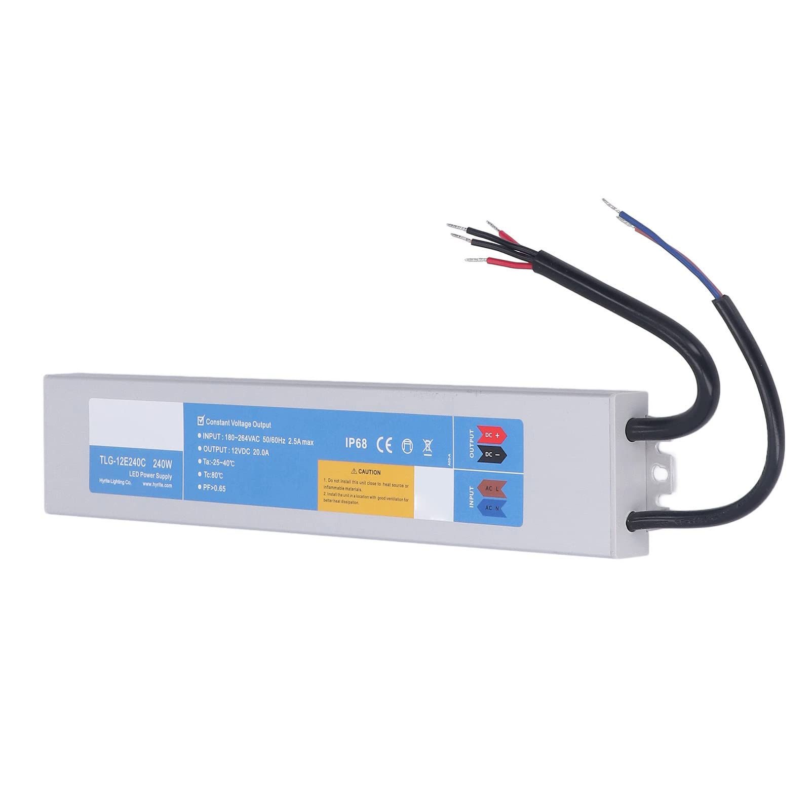 Cocoarm Alimentatore LED Driver LED Impermeabile Convertitore CA-CC in Alluminio Da 240 W Da 180 a 264 V CA IP68 5 modalità di Protezione per Scatola Luminosa a Strisce Illuminazione Esterna (DC12V)