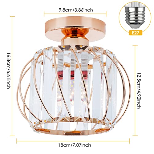 Vvciic Gold Modern Crystal Ceiling Light Fixture, Mini Semi Flush Mount ...