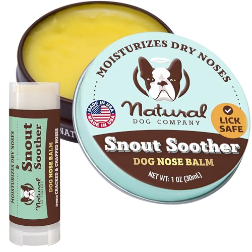 Natural Dog Company Snout Soother Nose Balm Bundle for Dogs – Heals & Moisturizes Dry, Cracked Noses – Lick-Safe Balm with Shea Butter & Coconut Oil – 1 oz Tin + 0.15 oz Travel Stick