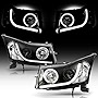 ACANII - For 2011-2016 Chevy Cruze LED Tube DRL Halo Black Housing Projector Headlights Headlamps, Driver & Passenger