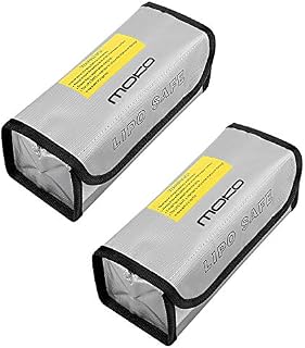 MoKo [2 PCS] LIPO Battery Fireproof Explosion Proof Safe Bag Fire Resistant Safe Box Guard Storage Pouch Sack for Protecting LIPO Battery and Charging (185 x 75 x 60 mm), Silver