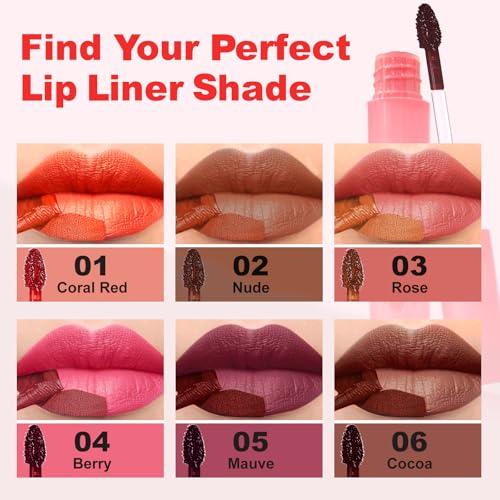 Image of Moisturizing Peel Off Lip Liner Stain, Waterproof Long-Lasting Plumping Lip Tint, Non-Stick Cup & Transfer Proof (Cocoa)