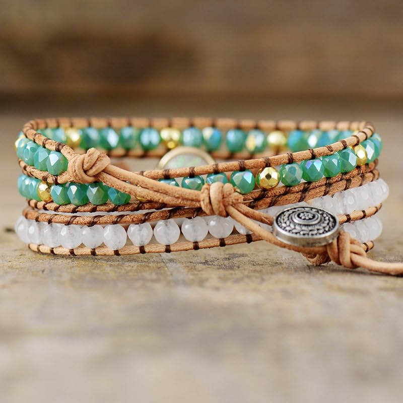 Bracciale Tibetano,Braccialetti Con Perline Intrecciate Multistrato, Bracciali Boho Regolabili Per Donna, Gioielli Con Bracciale Rotondo In Cristallo Bianco Per Uomo Donna