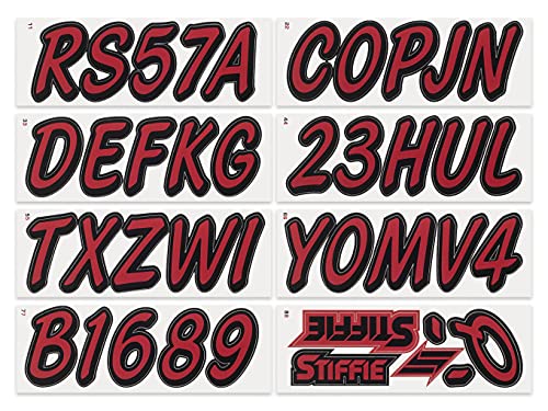 Image of Whipline Solid Burgundy /Black 3 inch Alpha-Numeric Registration Identification Numbers Stickers Decals for Boats & Personal Watercraft