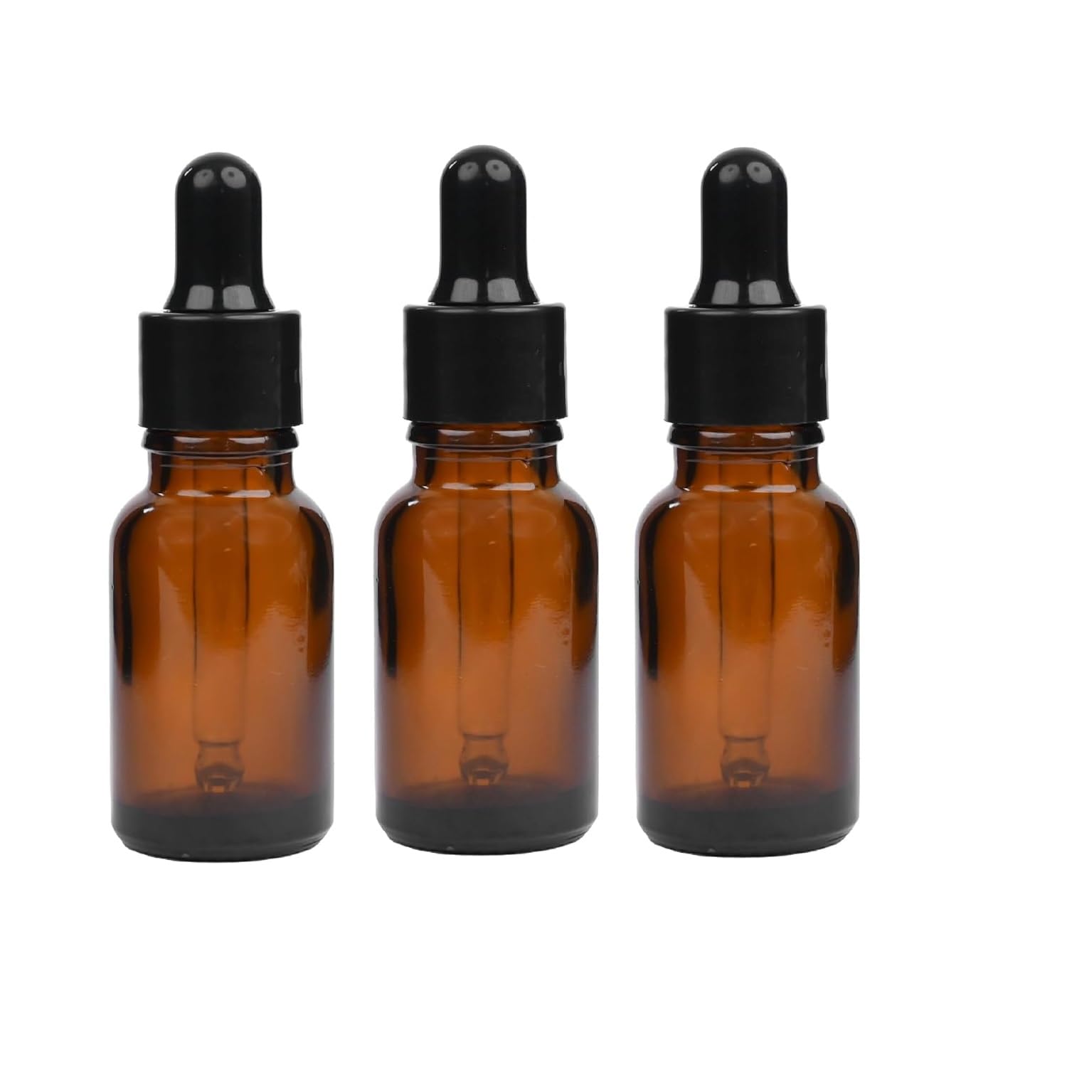 RTWARE Empty 10 ml Amber Glass Bottle + Dropper + Black Ring + Black Silicon Teat (Pack of 3) Refillable, Reusable, Leak Proof For Essential Oils, Perfumes Liquid DIY, Cosmetics-image-37