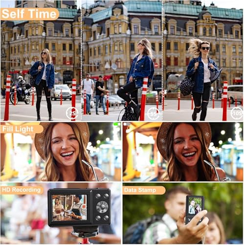 Image of DIVINE Digital Camera 4K 48MP Kids Camera, Dual Screen & Autofocus Point and Shoot Digital Cameras with 64GB SD Card, 16X Zoom, Built-in Batteries (DDC-75)