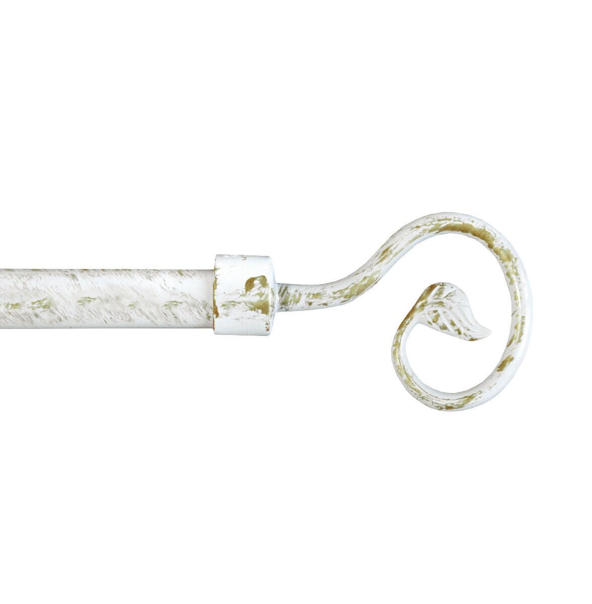 Bastone Tenda Ferro Estendibile 160-​300 A Muro Asta Scorritenda Binario Anelli Ricciolo Bianco_Oro