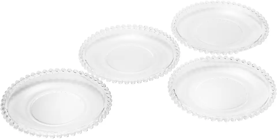 WOLFF - Conjunto 4 Pratos de Cristal 20 cm - Linha Pearl