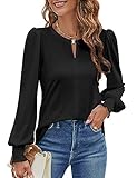 Blooming Jelly Womens Long Sleeve Dressy Casual Top Loose Fit Tee Shirt Fashion Blouse 2024 (Medium, Black)