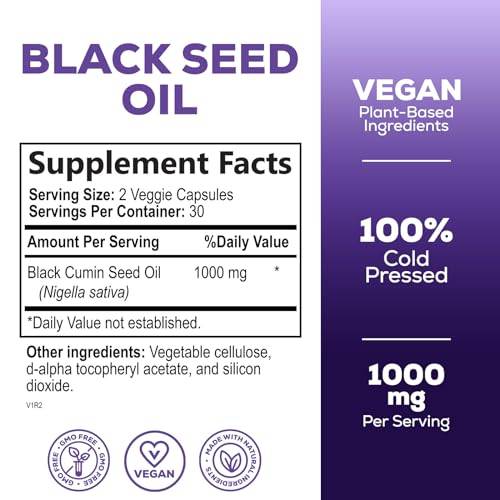 Nature'S Strength NSBLACKSEEDOIL60 Black Seed Oil Liquid Capsules 1000Mg - Nigella Sativa For Joint, Hair, Skin & Immune Support, Best Extraction Above Cold Pressed Blackseed Oil, Pure Black Cumin Seed Oil Vegan thumb #1