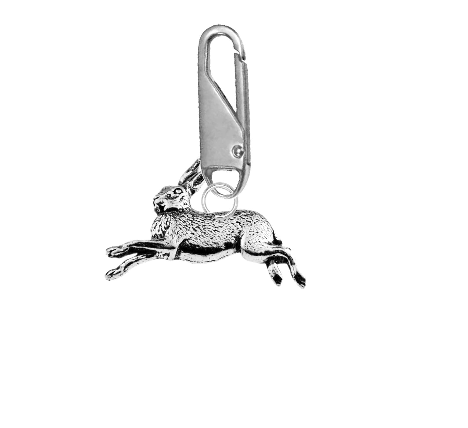 Gifts For All Multi A2 Hare Fine English Pewter On A Silver Snap Detachable Zipper Pulls For Bags Repair, Universal Zip Head Buckle Pendant For Jacket & Down Coat