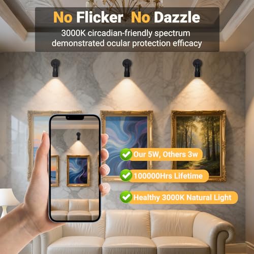 Image of Uplights Indoor, 10W LED Uplighting & Spot Lights with Zoomable 8-60 Focus Head, 3000K Accent & Floor Can Light for Plants Artwork Decor, 5.9 FT Plug Cord with Foot Switch, 2 Pack