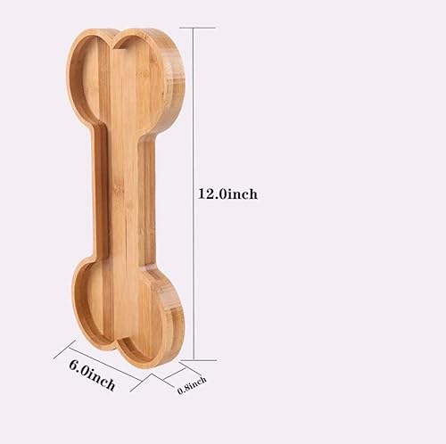 Miniatura 3 de Luna and Stone - Cuenco de bambú para perro con agarres, bandeja de suministros para fiestas en forma de hueso con temática de animales, plato de