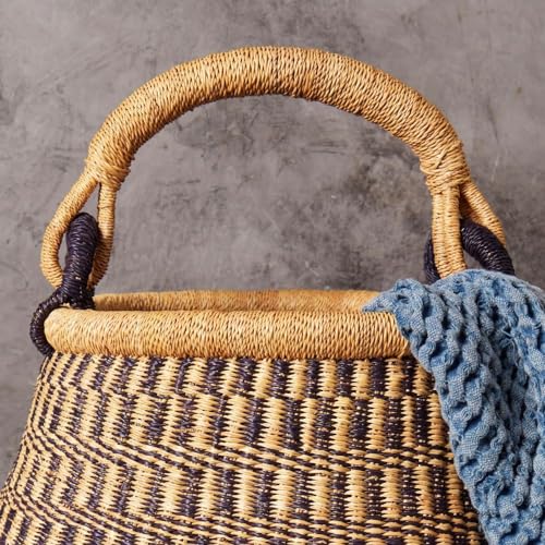 Checkered Navy Pot Basket