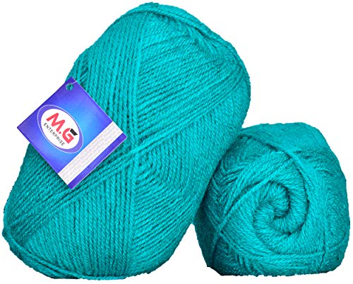 Image of M.G ENTERPRISE Sunrise Teal (200 gm) Wool Ball Hand Knitting Wool /Art Craft Soft Fingering Crochet Hook Yarn, Needle Knitting Yarn Thread Dyed