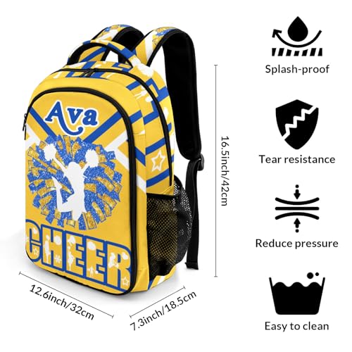 Cheerleaders Blue Gold Yellow Cheer Backpack Personalized School Bag Custom Name Daypack Book Bag for School as Gifts for Student Child4