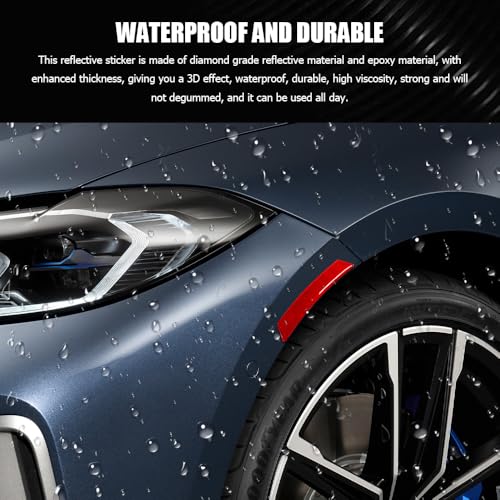 Image of 4PCS Car Reflective Trim Side Marker Stickers, Side Reflectors for Car, Anti-Collision Automatic Bumper Fender Stickers, Auto Exterior Accessories Reflector Guard Fit Cars (Red, 4PCS)