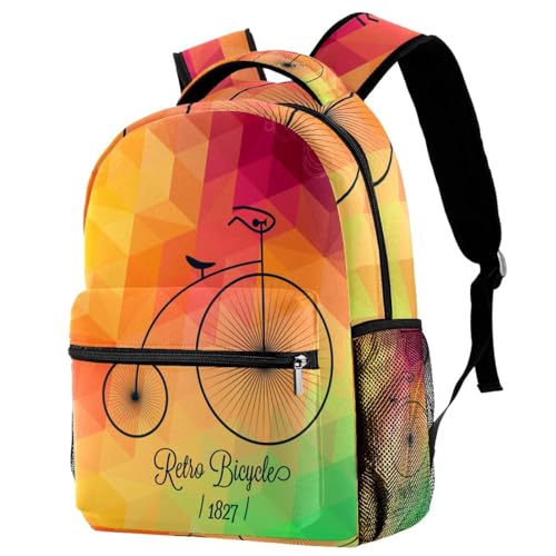 Sac à dos d'école multicolore de 40cm pour ados et vélo rétro