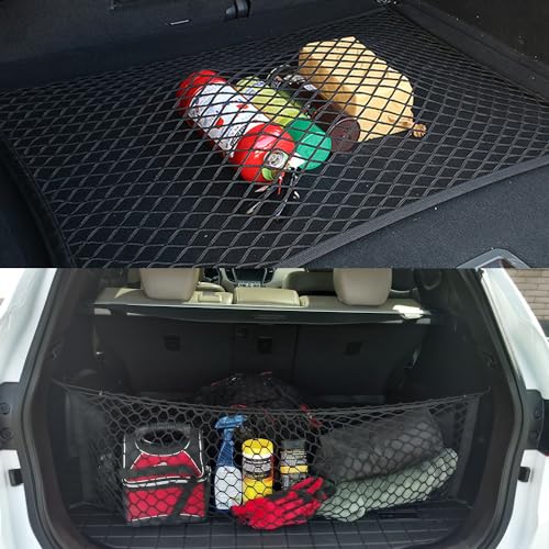 Zxbaers CAR REAR CARGO NET 35.4"X15.8"), Envelope Style Elastic Trunk Net Organizer Heavy Duty Stretchable Nylon Storage Net Mesh thumb #4