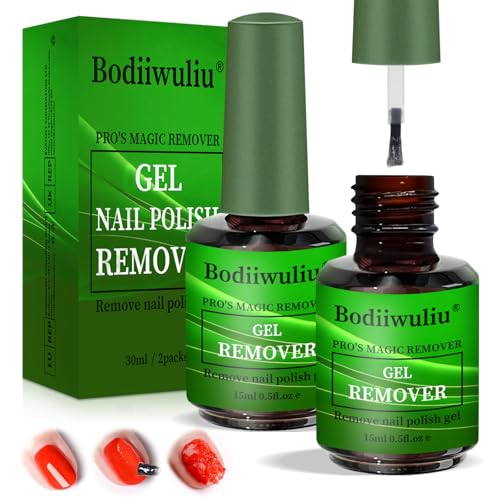 2 Pcs 15ml Removedor Esmalte Semipermanente, Quitaesmalte De UñAs, Nail Remover Quitaesmalte RáPido Y FáCil, Con Empujador CutíCula Y Lima De UñAs, No Necesita PelíCula, Remojo