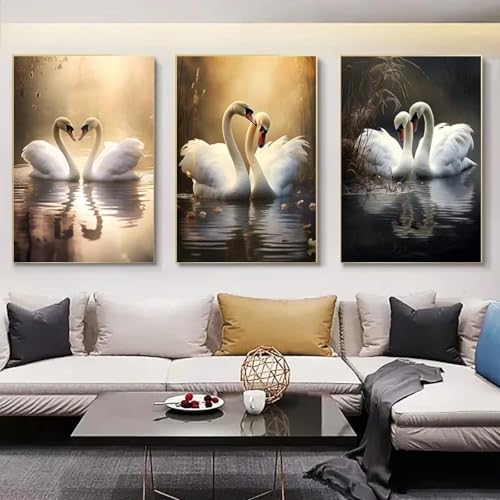 Cygne blanc art mural rétro affiche en toile 70x100 cm sans cadre pour salon