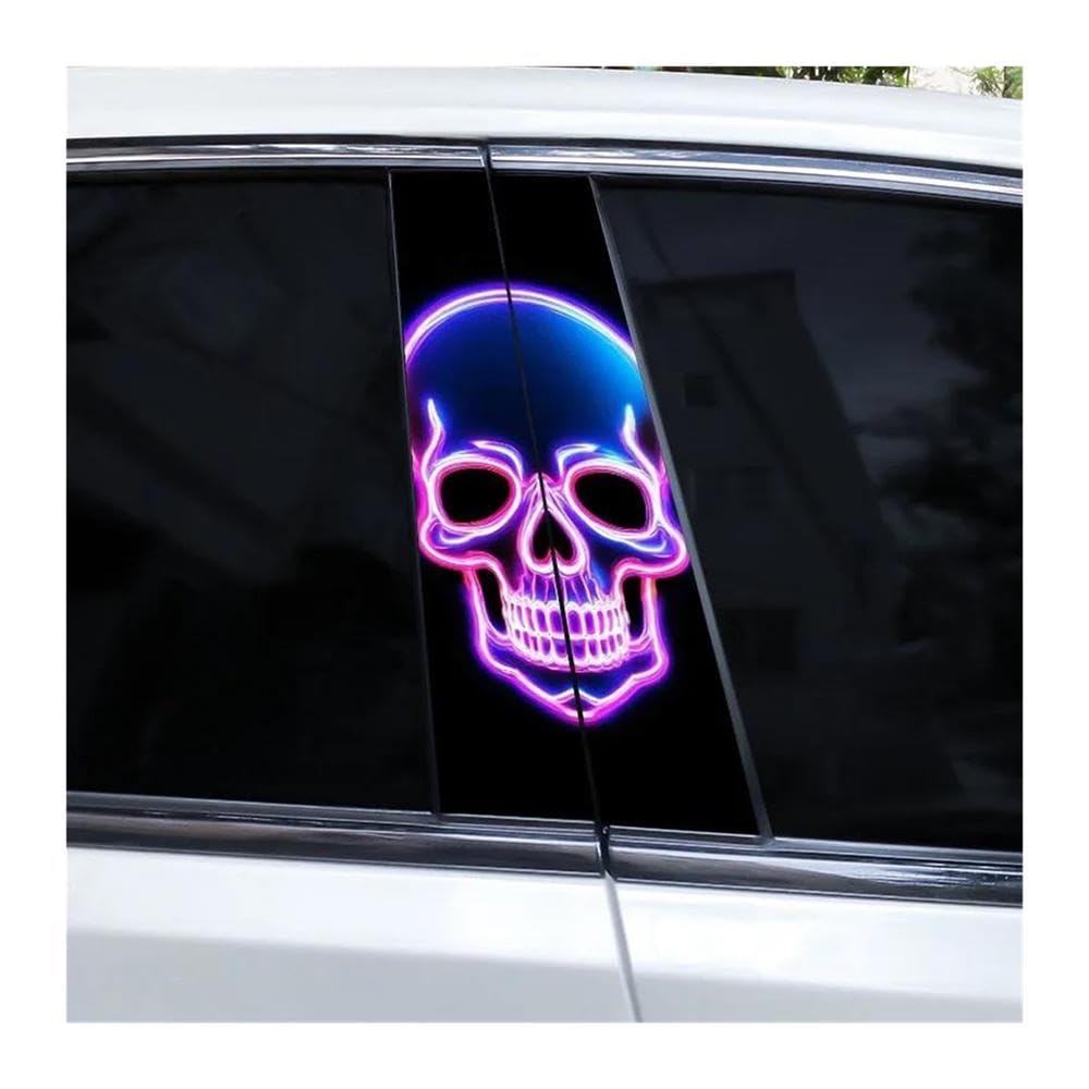 Body Parts 1pair Cool Skull Car B-Pillar Decoration Sticker Vinyl Cover Scratch Decal(G)