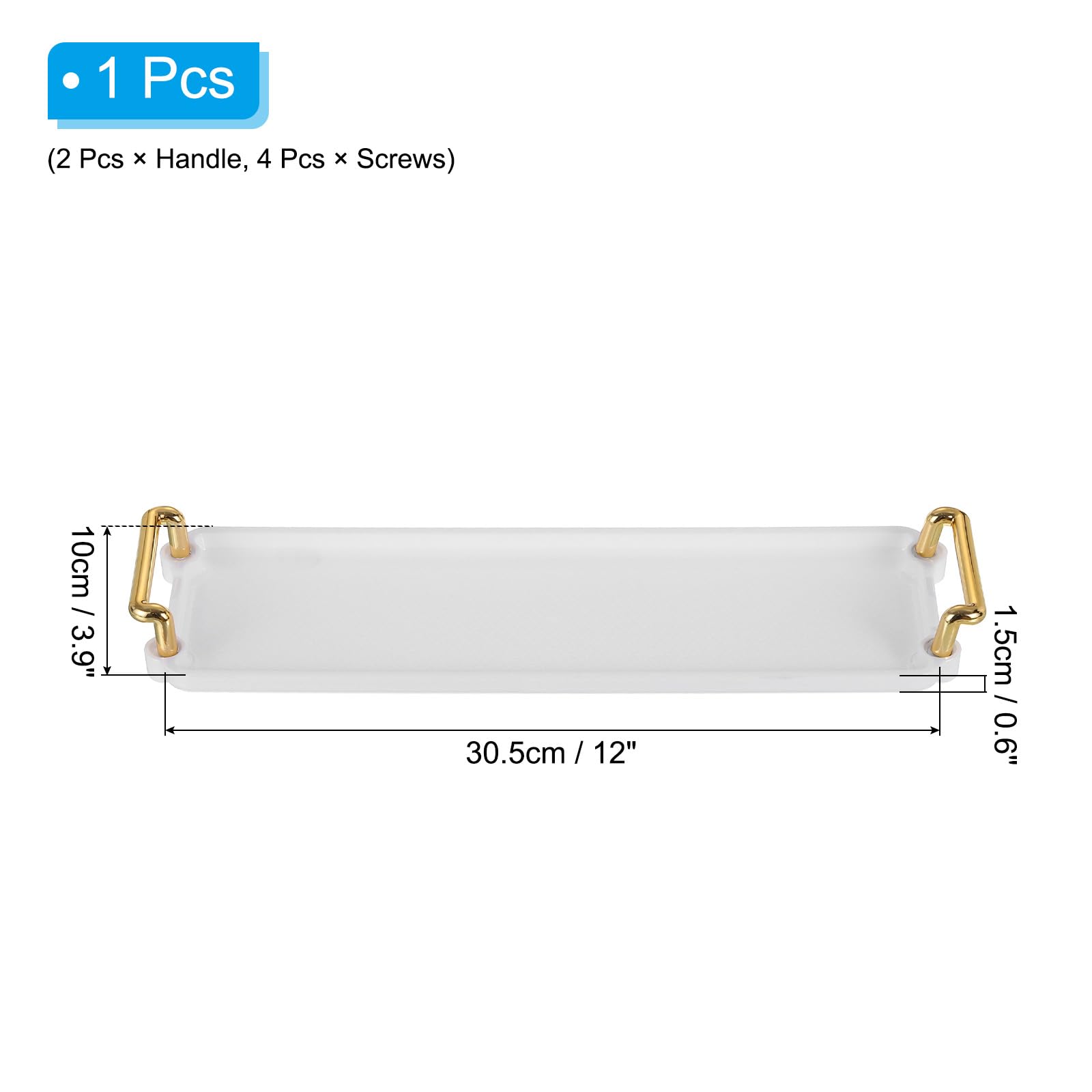 PATIKIL Plastic Serving Tray with Golden Handle - Image 2