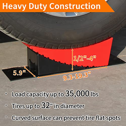 Image of OULEME RV Leveling Blocks, Camper Leveler System 2 Packs for Dual Axle Tandem Wheel Travel Trailer, Include 2 Curved Leveler Ramp, 2 Chock, 2 Rubber Mat, 1 T Bubble Level, 1 Carry Bag
