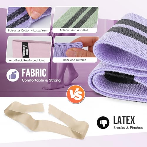 Image of Fabric Resistance Band Set with Exercise Guide, 3 Levels for Hip and Glute | For women and men; 3 resistance levels with an exercise guide for legs, squats, yoga, fitness, and physical therapy