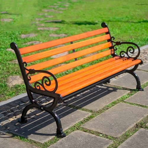 Durable Weatherproof Cast Iron 2-Person Outdoor Bench with Backrest & Armrests - Ideal for Gardens, Patios, Parks, Porches, & Shopping Centers
