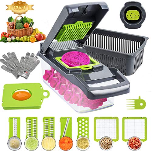HOUPDA Vegetable Chopper Dicer Slicer Cutter Food Grater 12 in 1 Mandoline Veggie