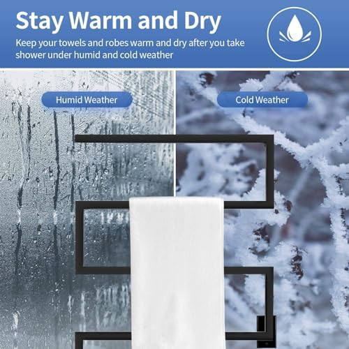 Electric Towel Warmer, with Thermostat, Wall-Mounted Heated Towel Rack, Plug-in Bathroom Towel Heater, Efficient Drying.