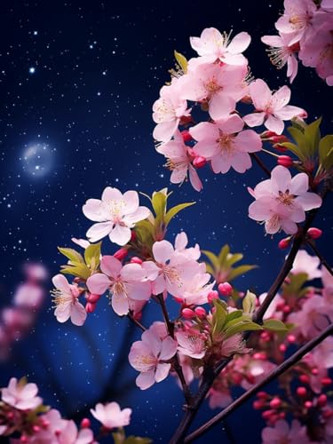 Pintura por números para adultos, lienzo 16x20 de flor de durazno con pinturas acrílicas y pinceles