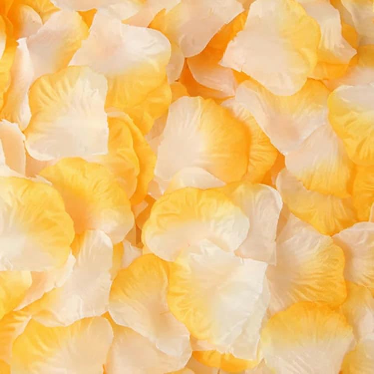 Pétales de fleurs en soie bicolores pour décoration de table romantique et fête