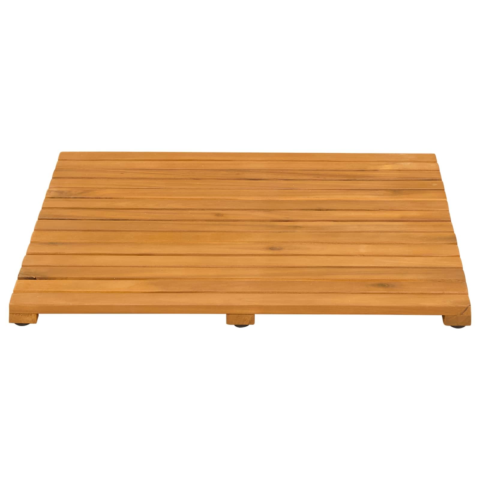 Set di 2 tappetini da bagno in legno, 50 x 50 cm, antiscivolo, in legno oliato, per bagno e balcone, per il benessere