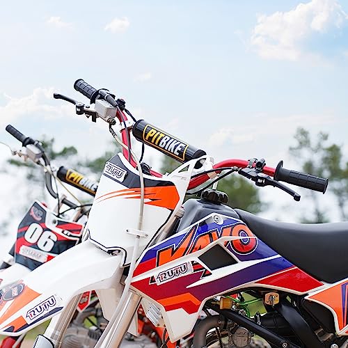 Image of Handlebars 7 /8 Inch for Motorcycle,RUTU Upgraded Universal Dirt Bike Handle Bar with Crossbar Pad Mid-Rise Mini Bike Pit Bike Handlebar for Motocross ATV Quad - Red