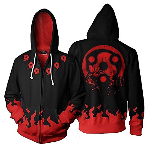 Generie OneL1fe Japanese Anime Naruto 3D Printing Zipper Jacket Hoodies Sweatshirts,Multicolored1,XL