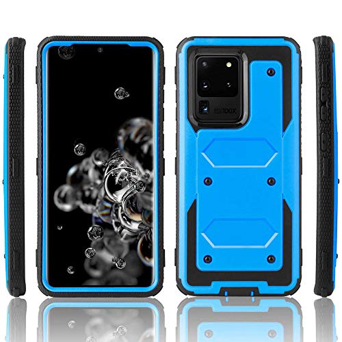 Samsung S20 Ultra Case, With S20 Ultra Screen Protector Belt Clip Holster, Telegaming Heavy Duty Shock Absorption Hybrid Amor Phone Case For Samsung Galaxy S20 Ultra 5G -Blue #TOP1