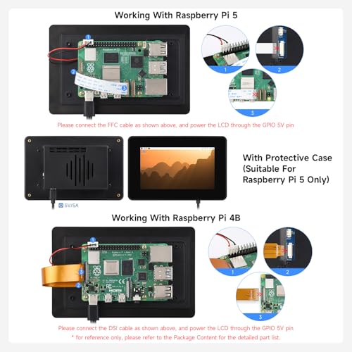 Image of KLAYERS 5inch DSI Touch Display Compatible with Raspberry PI,IPS Capacitive Panel,720x1280 Pixels,Come with Protective Case