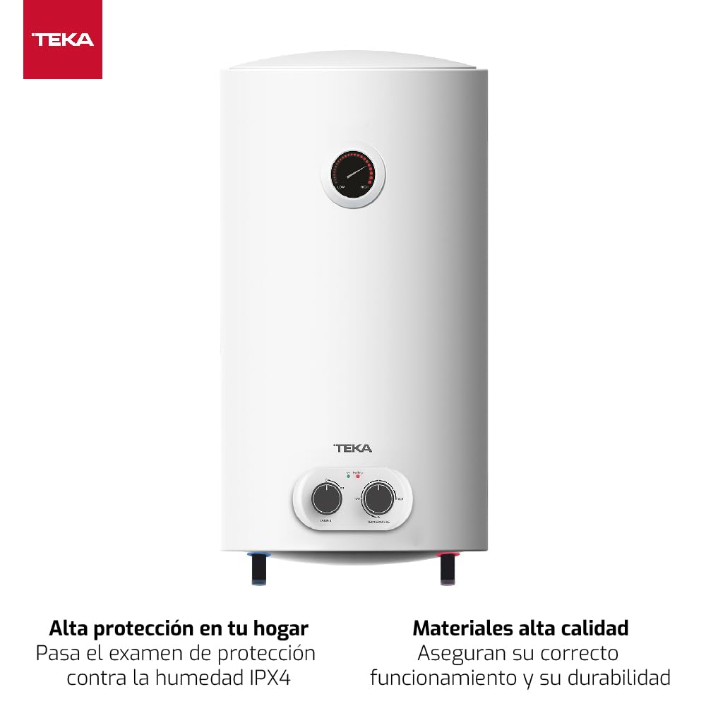 TEKA Termo Eléctrico 92 L, Instalación Vertical y Horizontal, Resistencia Envainada, Tanque Acero Esmaltado, Protección Sobrecalentamiento, EWH 100 DHH