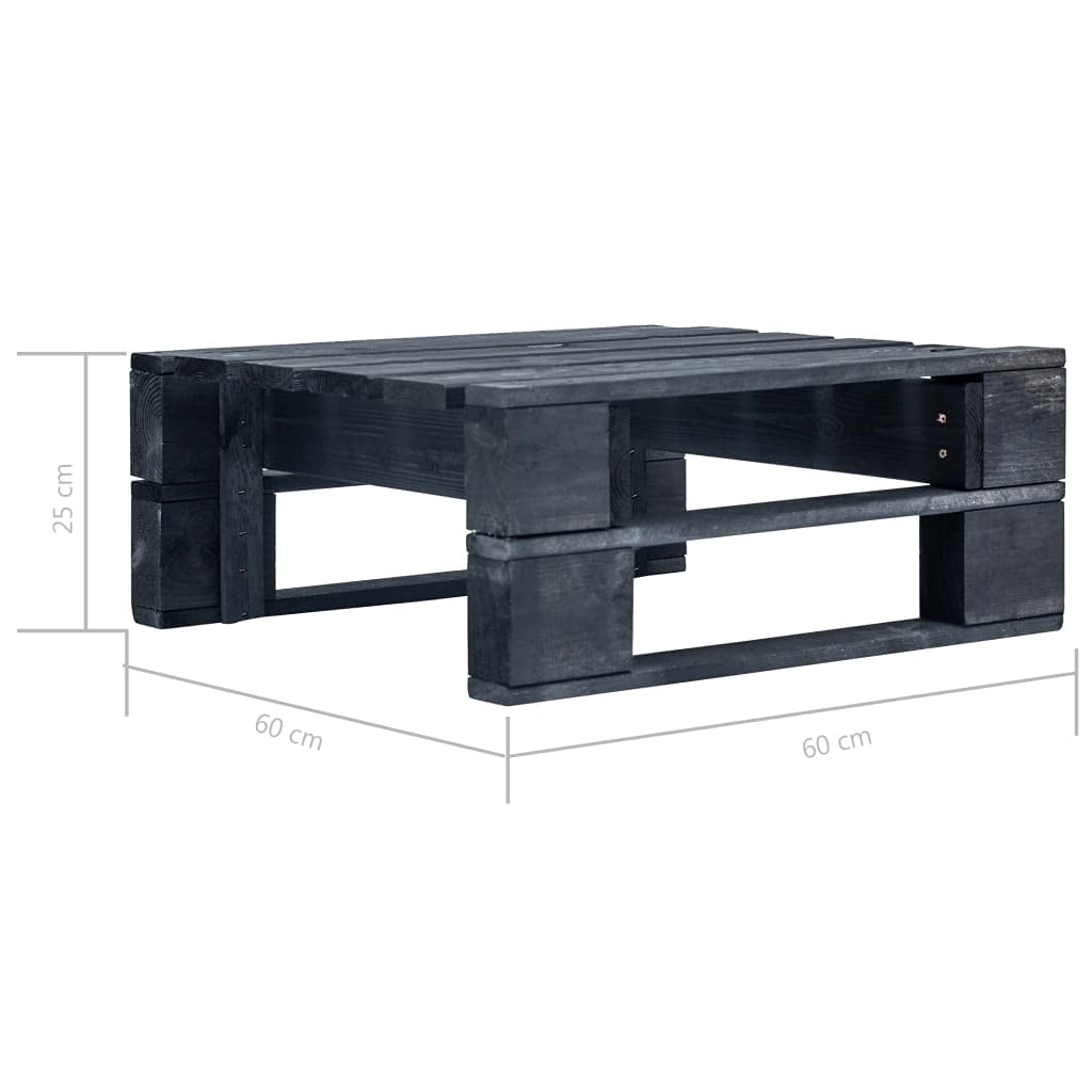 vidaXL Repose-Pied Palette de Jardin Noir Table Basse Terrasse Salon Bois