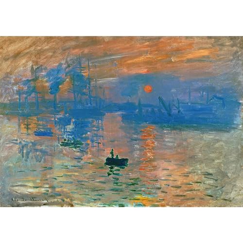 MISITU 2000 Pieces Jigsaw Puzzles for Adults "Rising Sun" by Monet, Art Puzzle Home Decoration, 70 x 100 cm