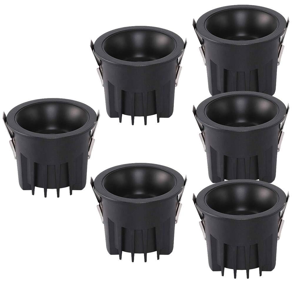 Kit di retrofit da Incasso a LED da 6 Pezzi Paralume Rotondo Nero da 31 Pollici faretto da Incasso a LED faretto da Doccia Impermeabile IP65 Luce da,7w-6000K