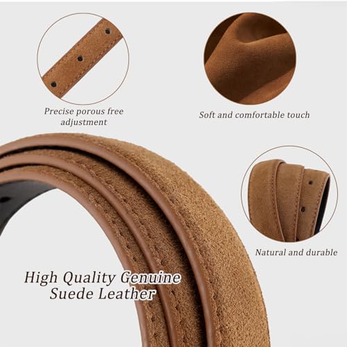 Fashion Elegant Ladies Suede Belt with Gold Buckle, Women Genuine Leather Belt for Jeans Pants Dress Coat4